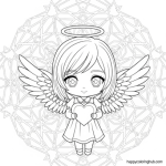 Anime angel girl coloring pages