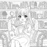 Anime cat girl printable coloring pages