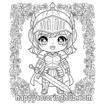 Anime girl warrior coloring pages