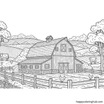 Barn landscape coloring pages