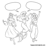 Belle ariel jasmine coloring pages