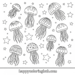 Beware of jellyfish coloring pages printable