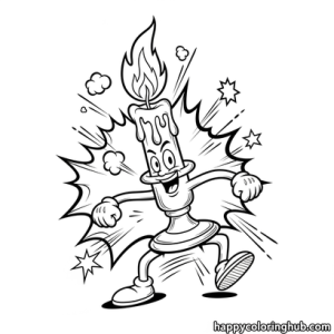 Bold and easy candle stick coloring page