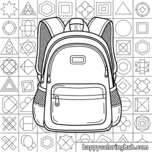 Bold line backpack simple coloring sheet