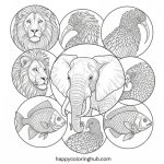 Bold line circle patterns coloring page