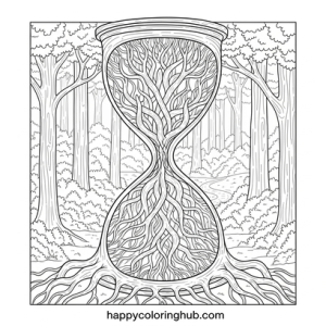 Bold line hourglass simple coloring sheet