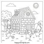Brick house 3 little pigs coloring page