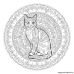 Calico cat pattern coloring page