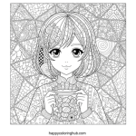 Candy anime girl coloring pages for kids