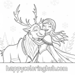 Chibi girls coloring pages disney princesses anna