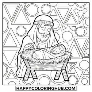 Childrens coloring page of the birth of jesus – Happy Coloring Hub ...