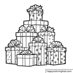 Christmas coloring page presents