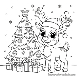 Christmas reindeer color pages