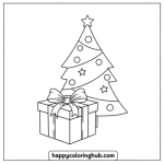 Christmas tree presents coloring pages