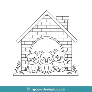 Color pages for kids the 3 little pigs