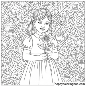 Coloring page dress girl