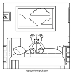 Coloring pages of a boys room