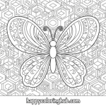 Coloring pages of butterflies and hearts