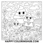 Coloring pages of poop emoji