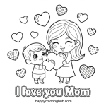 Coloring pages that say i love you mom