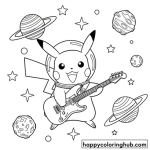 Cool coloring pages pikachu guitar