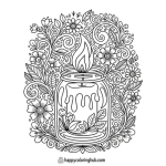 Cozy candle light simple coloring sheet