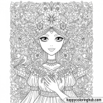 Cute anime girl coloring pages goddess