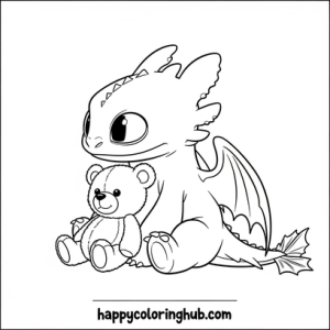 Cute baby toothless coloring page