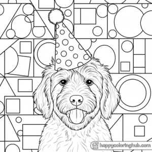 Cute goldendoodle puppy coloring page