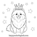 Cute pomeranian dog coloring sheet