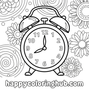 Easy alarm clock coloring page