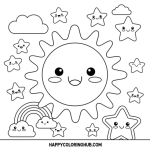 Easy minimalist boho sun coloring sheet pdf