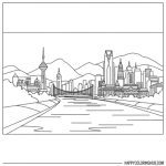 Easy minimalist landscape coloring sheets