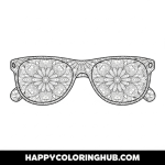 Easy retro sunglasses coloring sheet