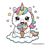 Emoji fluffy unicorn coloring pages for girls