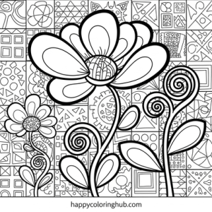 Flower colouring for adults