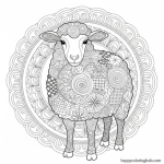 Fluffy sheep coloring page for toddlers