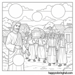( free black and white bible coloring pages, jesus meets funeral procession outside of village,)