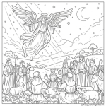 Free coloring pages jesus mary joseph with angel