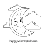 Free coloring pages of quarter moon