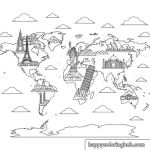 Free kids coloring pages world map
