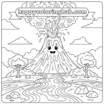 Free printable coloring page volcano