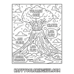 Free printable coloring pages for labeling a volcano and its parts