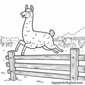 Free printable llama farm coloring sheets