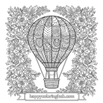 Free printable thick line balloon coloring page