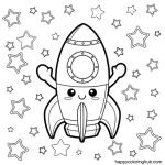 Free rocket ship coloring page