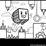 Geometry dash icon coloring page jumper