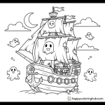 Ghost pirate ship coloring page