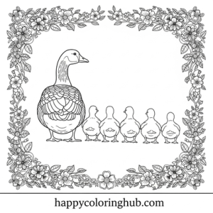 Goose in the pond coloring sheet
