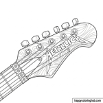 Guitar coloring page with metallica